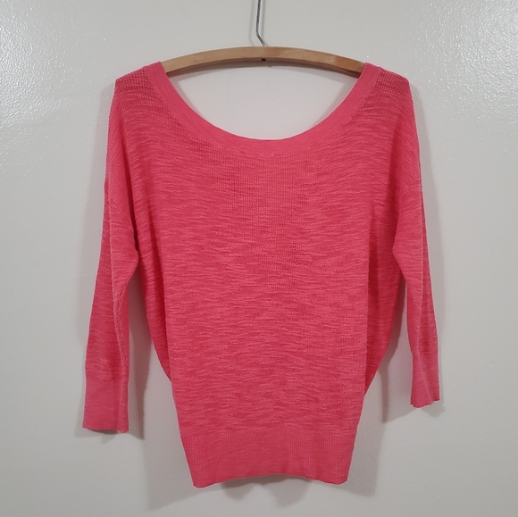 EXPRESS Twist Back Crop Sweater Coral Size XS - Picture 2 of 10